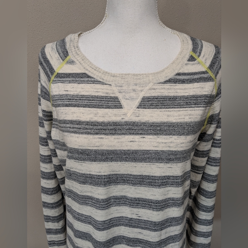 KERSH SWEATER Lightweight STRIPED NEON YELLOW TRIM - Picture 2 of 9